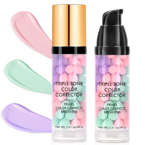 Primer Makeup mit Broad Spectrum SPF50+ |Skin Tone - Correcting & Water-Resistant & Sweat-Proof|Tri-Color Sunscreen&Correaler Makeup Primer Face |Hydrating Maquillaje Base 1.41oz (Multicolor2, 2 pack)