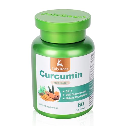 JulyDeer Curcumin Turmeric 95% with Celery Seed, Sour Cherry, Frankincense Extract, Glucosamine 5 in...