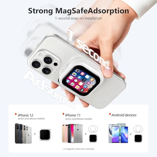 Image of Wireless Vlog Selfie Monitor Screen with AMOLED Display, 4K Phone Vlog Selfie Monitor Screen Bluetooth Remote, Magnetic Back Camera Monitor for Vlog Live Stream TikTok, Compatible with iPhone /Android