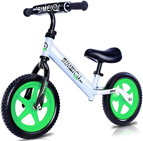 SIMEIQI 12’’ Balance Bike Lightweight Toddler Kids Training Bike 24 Months 2 3 4 5 Year Old No Pedal Push Bicycle Girls Boys Air-Free Tires