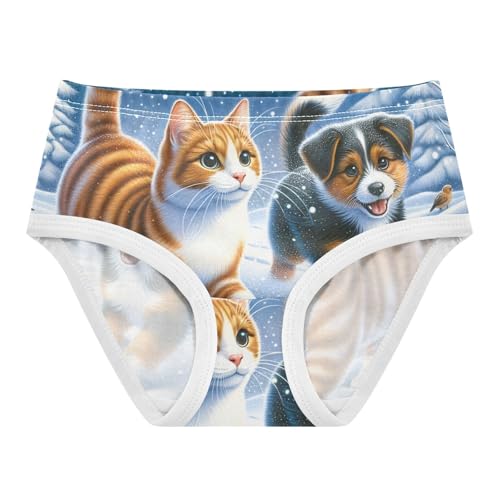 Winter Dog and Cat Cute Underwear Toddler Girl, Cotton Underwear Girls, 2T–8 Years - Main Image