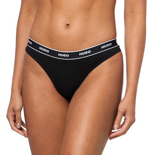 HUGO Women's 3-Pack Repeat Logo Cotton Stretch Thongs2