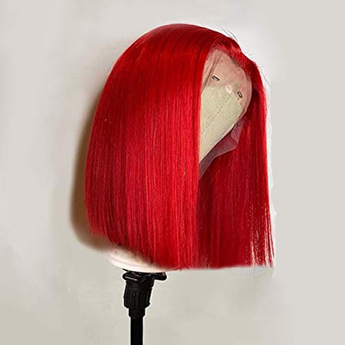 Amazon.com : Smartinnov Red Human Hair Bob Wigs 13x4 HD Lace  display picture 2