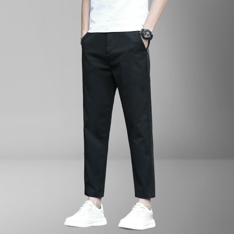 Men's Summer Thin Ice Silk Nine-Tenths Slim Straight Loose Versatile Casual Pants4