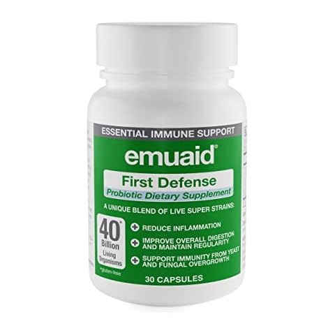 emuaid First Defense Probiotic 30 Capsules - Probiotics Dietary Supplement containing Lactobacillus Acidophilus, Lactobacillus Plantarum, Streptococcus Thermophilus for Health, Digestion, Bloating Cover