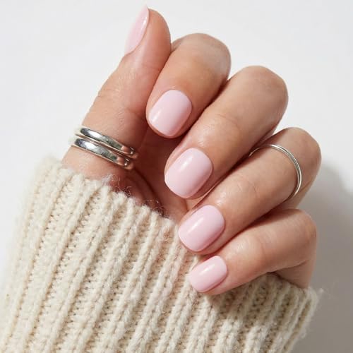Glamnetic Press On Nails - Sugar BB Spring Nails | Super Short Fake Nails in Classic Baby Pink Tone with a Glossy Finish Salon Quality | 15 Sizes - 30 Nail Kit with Glue