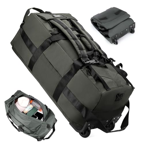 1PC Duffle Bag with Wheels 90L Foldable Non Slip Rolling Duffle Bag with Hidden Straps Large Capacity for Travel Women Men.3