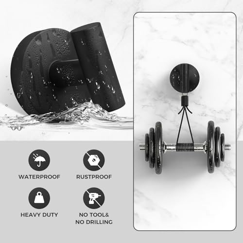 Image of Shower Hooks for Inside Shower,No-Drill Removable&Reusable Towel Hooks for Bathroom,Heavy Duty Suction Cup Hooks for Glass Window,2 Packs(Black)
