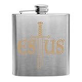 Souls of the Dark Estus Flask Gold Design Custom Printed Stainless Steel Alcohol Hip Flask, 6 Oz. Stainless Steel
