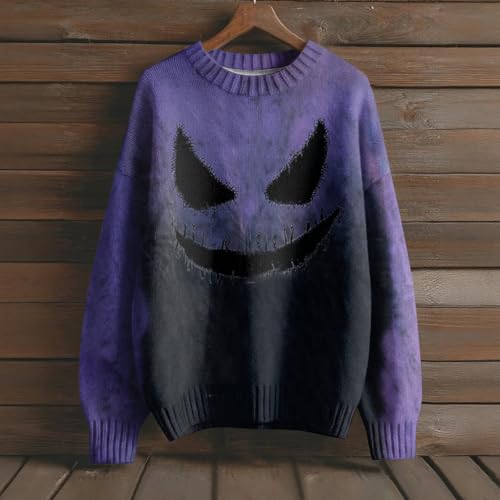 Men's Crewneck Fashion Pullover Loose Fit Halloween Graphic Sweatshirts Casual Comfy Long Sleeve Lightweight Tops4