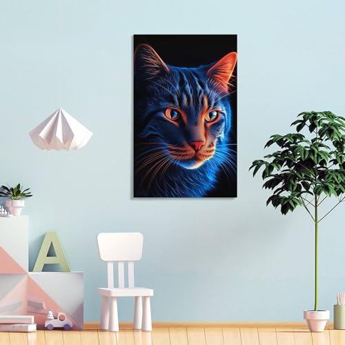 Affiche néon chat pour valoriser un mur vide de bureau ou de salon