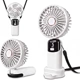 CNMTCCO Handventilator Akku Aufladbar,2600mAh Mini Ventilator Leise, Tragbarer Taschenventilator mit 5 Geschwindigkeiten, 90° Faltbarer USB Ventilator für Tisch, Reise, Kinder & Büro
