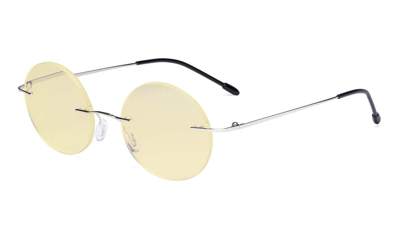 Eyekepper Titanium Rimless Orange Tinted Lenses Computer Reading Glasses Readers Men Women