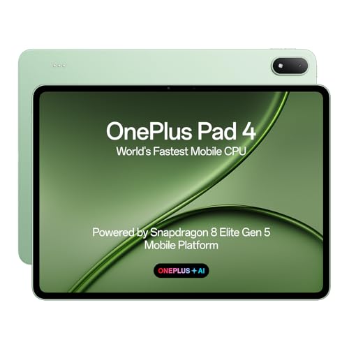 Image of OnePlus Pad 4, Snapdragon 8 Elite Gen 5 Platform, 33.53cm 13.2 inch 3.4K Screen, 144Hz Adaptive, 8 Speakers, AI Powered, PC-Level Productivity, 13,380 mAh Battery, 8GB + 256GB, WiFi,Sage Mist