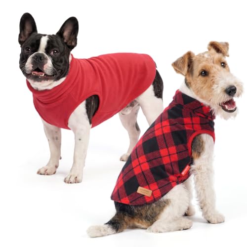 KYEESE 2Pack Dog Christmas Sweater for Small Dog Sweatshirt, Red Plaid