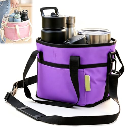 QWYDVB Bebedera familiar de 4 compartimentos, portavasos múltiple con correa ajustable, soporte aislante para viaje, picnic, deporte, senderismo y salidas(Blue)