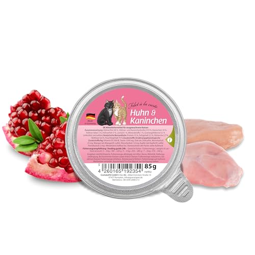 GranataPet Filet à la carte Huhn & Kaninchen, Nassfutter für Katzen, Filet-Stückchen ohne Getreide, Katzenfutter ohne Zuckerzusatz, hoher Fleischanteil, 6 x 85 g