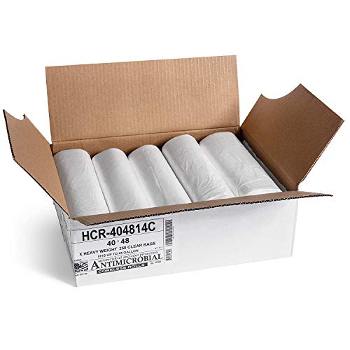 Image of Aluf Plastics 45 Gal Clear Trash Bags, 14 Micron (EQ.), 40 inch x 48 inch (250 Pk)