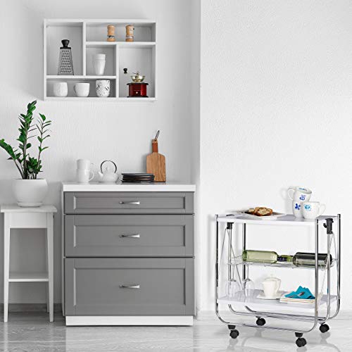 Relaxdays Servierwagen klappbar Weiß – 4 Rollen, Metall, 2 Böden, Korb – Küchenrollwagen – in drei Farben wählbar - 2