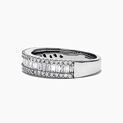 925 Sterling Silver Shiny Full Diamond Ring Cubic Zirconia Half Rings CZ Diamond Multi Row Ring Eternity Engagement Wedding Band Ring for Women (US Code 7) - Image 3