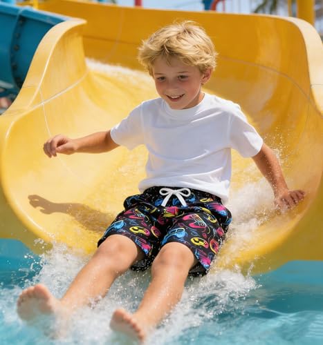 Image of uideazone Boys Teens Swim Trunks Quick Dry Waterproof Surfing Board Shorts Drawstring Elastic Waist with Mesh Lining 5-14T