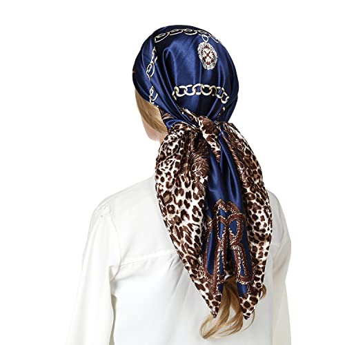 RIIQIICHY Foulard pour les femmes comme foulard en satin de soie pour envelopper les cheveux la nuit Bandana Carré Designer Foulard pour dormir 90 cm Cover
