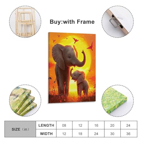 Affiche décoration éléphant coucher de soleil pour chambre - 2
