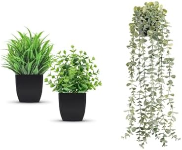 Amazon.com: Der Rose Bundle of 2 Pack Fake Plants and 1 Pack Fake ...