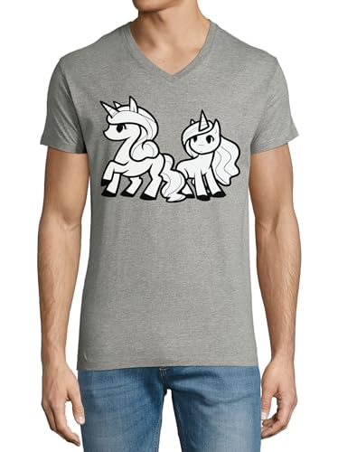 T-shirt Unicorn Goth Ponies en coton peigné avec col en V artistique