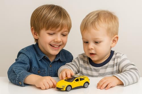 Image of 1:36 Scale Ferrari Sport Toy Car - DieCast Alloy Pull Back Toy Vehicle with Openable Doors, Realistic Detailing Sports Car Model for Kids, Boys & Collectors (Color as per Stock)