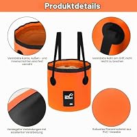 Flintronic Faltbarer Eimer Outdoor Faltschüssel 20L, Platzsparend Outdoor Falteimer, Faltbarer Fischeimer, Aus Langlebigem Planen Gewebe, Als Sandkasten Camping Eimer, Spülschüssel, Orange – Ansicht 3