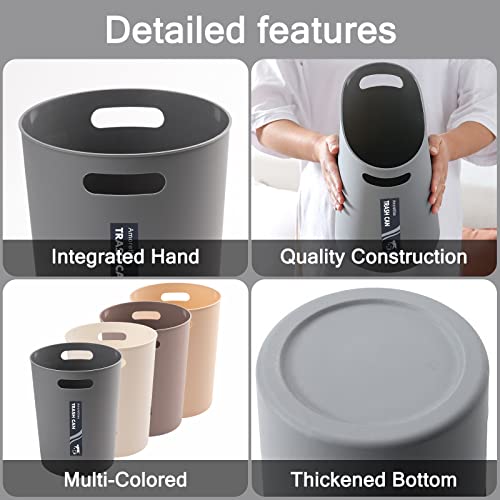 Amorettise FBA-TRASH CAN-4 LARGE 4 Pack Small Trash Can For Bathroom - 3 Gallon/12-Liter Wastebasket, Round Plastic Garbage Container Bin thumb #2