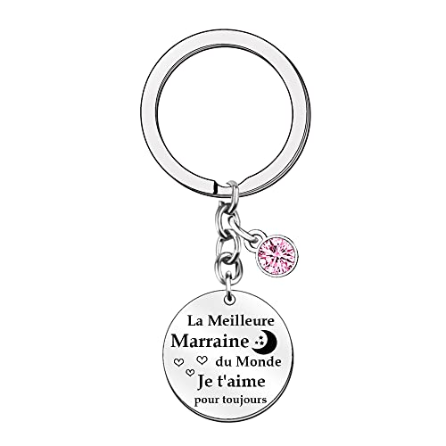 FGHJK Porte clé Marraine,Cadeau Marraine,Cadeau Femme,Cadeau Marraine Bapteme,La Meilleure Marraine du Monde Je t'aime pour toujours,Cadeau Anniversaire Femme,Porte clé Femme Cover