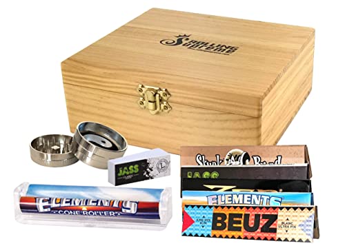 Boîte de Rangement XL pour Fumeur + Accessoires (rouleuse Conique, Feuilles Slim, Tips et Grinder métal)