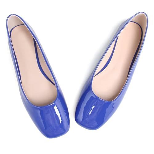 ChaiRong Zhou Womens Ballet Flats Square Toe Low Heel Dress Shoes Comfortable Slip ons for Office Casual Wear2