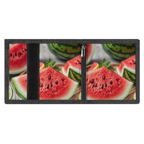 Watermelon Lemon Trifold Wallet, Card Cases And Money Oganizer Thin Stylish Mini Coin Bag with Zipper Coin Pocket Credit for Men And Women4