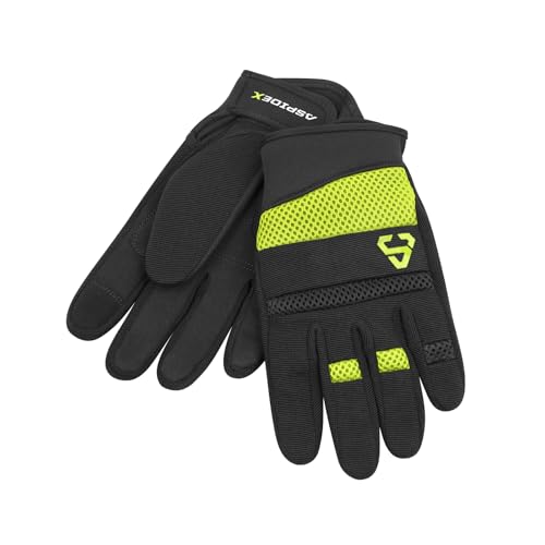ASPIDEX Guanti Moto DA Uomo tessuto elastico certificati ce per uomo guanto donna estivo (Giallo, XS)