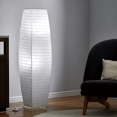 Lightaccents Alumni Paper Floor Lamp - Japanese Style Standing Lamp 50 Inches Tall With Chrome Base And White Paper Shade, On/Off Foot Switch - Color Changing Rgb Function #TOP1