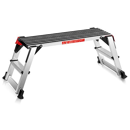 Giantex Step Stool Folding Step Ladder Portable Work Bench Aluminum Drywall Stool with Non Skid Rubber Platform Step,330 lbs Capacity