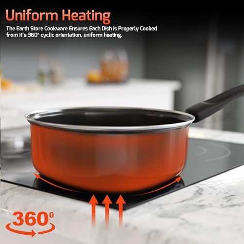 Image of The Earth Store EcoLuxe Medium Saucepan for Tea Milk and Chai Pan Induction Base and Gas Stove T Pan (patila)|Tea /Milk Boiling Pot Vessel | Sospan with Bakelite Handle 1200 ML Capacity 16cm, Black