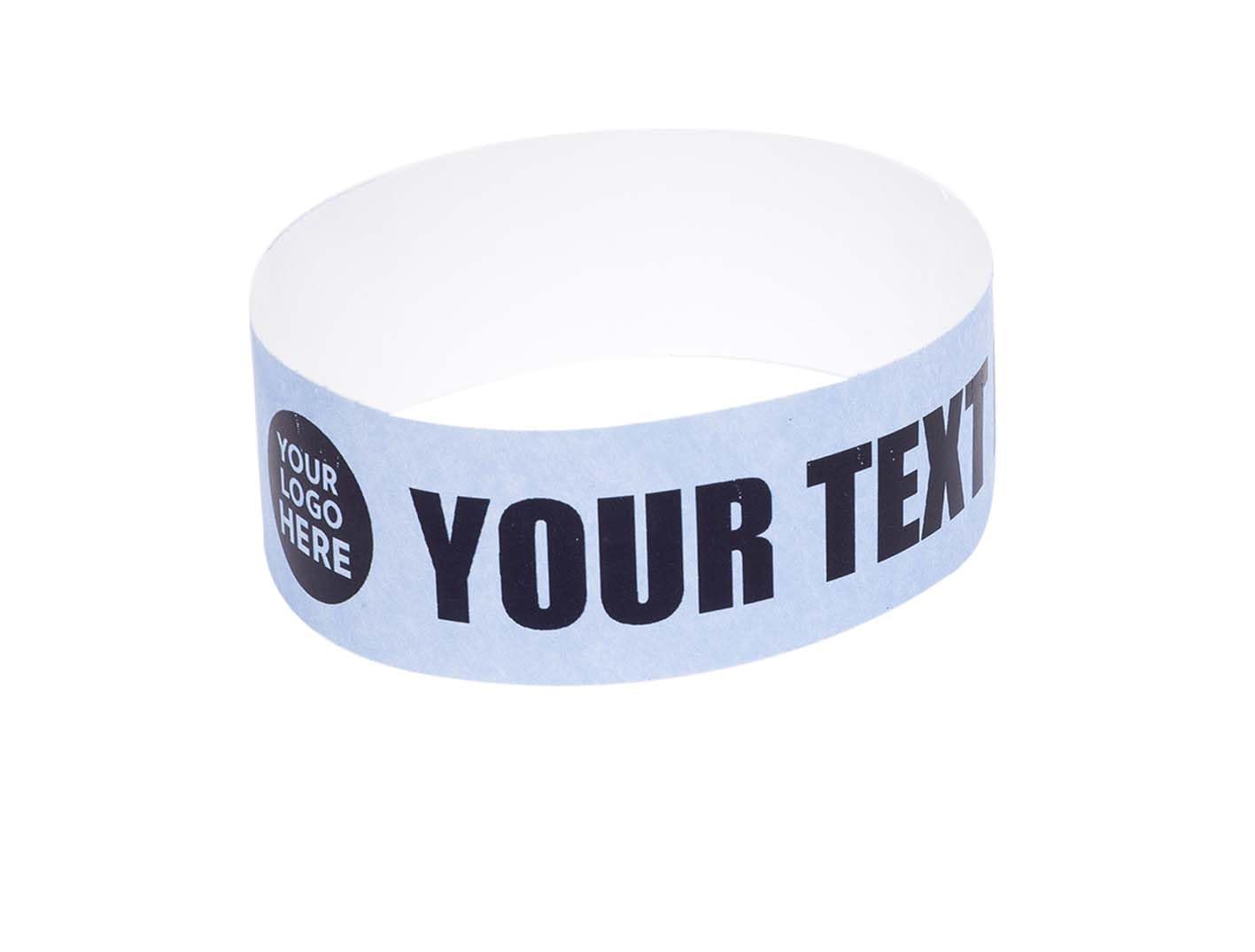 UK Wristbands Ltd - 1000 1" / 25mm Width Tyvek Security Wristbands for Events (Custom Printed) (Sky Blue)