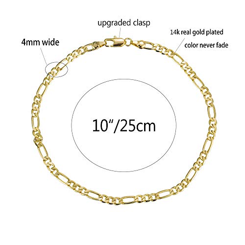 Kelistom Gold Anklet Bracelets For Women Men 14K White Gold Plated Cuban Link Herringbone Paperclip Figaro Chain Ankle Bracelets For Women #TOP1