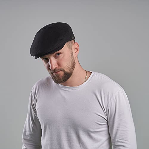 Sterkowski Swede Cap | 100% Linen Flat Cap For Men And Women | Newsboy Hats For Men Flat Caps Hats For Men Gatsby Hats For Men Summer Flat Cap Cabby Hats For Men Mens Linen Hat 61 Cm Black #TOP4