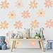 TaoBary 12 Sheets Daisy Wall Decal Flower Wall Sticker Cute Daisy Sticker Pink White Flower Decal Peel and Stick Floral Wallpaper for Nursery Bedroom Home Decor(Light Color,Bobo Style)
