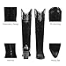 Sysolefort Black Cowboy Knee High Boots for Women Chunky Heels Western Cowgirl Boot Pointed Toe Side Zip Embroidered Tall Boots Wide Calf Size 8