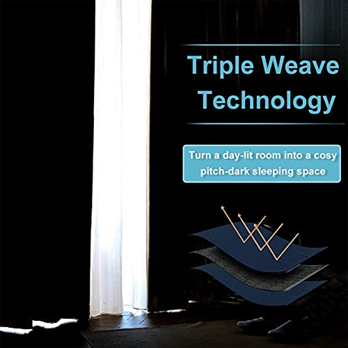 Image of RYB HOME Room Divider Curtains, Triple Weave Heavy Duty Blackout Drapes Soundproof Large Window Treatment for Bedroom Dining Hall Shared Area, W180 x L108 inches, Navy Blue, 1 Panel