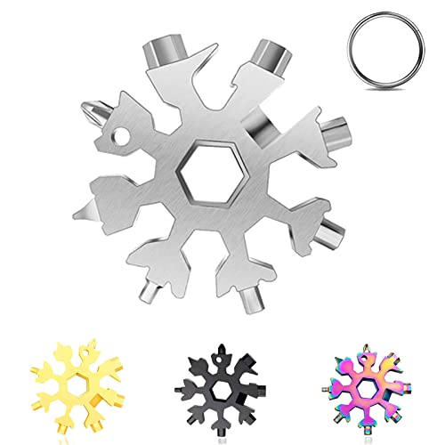 Multi Herramienta Copo de Nieve,18 en 1 Multiherramienta de Acero Inoxidable,Copo de Nieve Destornillador Snowflake Multitool,Abrebotellas Multi Herramienta para Exterior Viaje Camping (B)