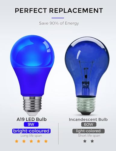 Image of L LOHAS LED Blue Light Bulbs, 9W (60W Equivalent) A19 E26 Base