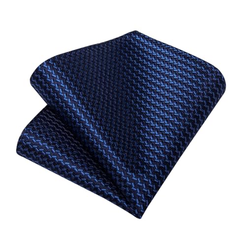 Image of DiBanGu Striped Tie Set for Men Silk Woven Plaid Necktie and Pocket Square Cufflinks Business Wedding