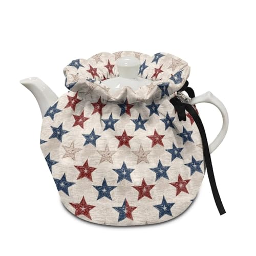 Image of Xoenoiee American Patriotic Stars Pattern Tea Cozy Tea Pot Cover Insulation Tea Cosy Teapot Dust Cover Teapot Warmer for Home Kitchen Teapot Covers